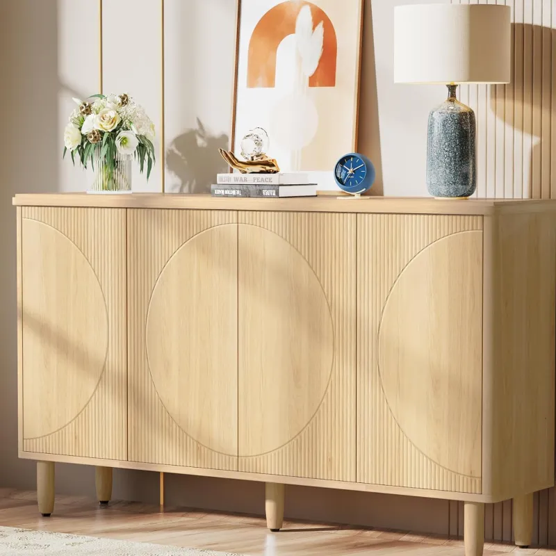 Tribesigns Sideboards & Buffets|Sideboards & Buffets*59.4" Sideboard Buffet, White Credenza Storage Cabinet with Doors