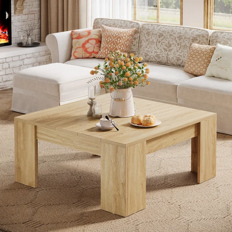 Tribesigns Coffee Tables*38.8" Square Coffee Table, Wood Center Table Snack Table