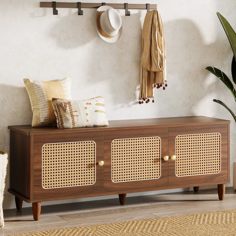 Tribesigns Benches*55" Storage Bench, 2 - Tier Shoe Bench with Lift Top Storage