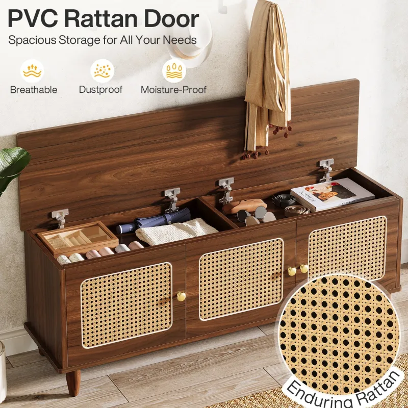 Tribesigns Benches*55" Storage Bench, 2 - Tier Shoe Bench with Lift Top Storage