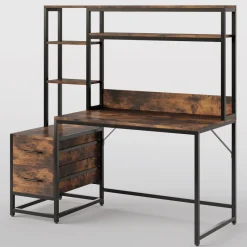 Tribesigns Desks*60" Tall Computer Desk Writing Table with 2 Drawers and Storage Shelves