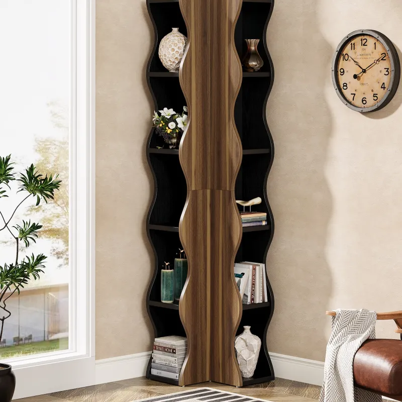 Tribesigns Corner Shelves|Corner Shelves*70.8" Tall Corner Shelf, 6 - Tier Bookshelf Display Shelves Storage Organizer