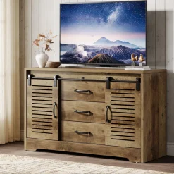 Tribesigns Tv Stands*47" TV Stand, Farmhouse Media Console With Storage Drawers
