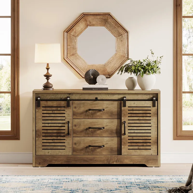 Tribesigns Tv Stands*47" TV Stand, Farmhouse Media Console With Storage Drawers