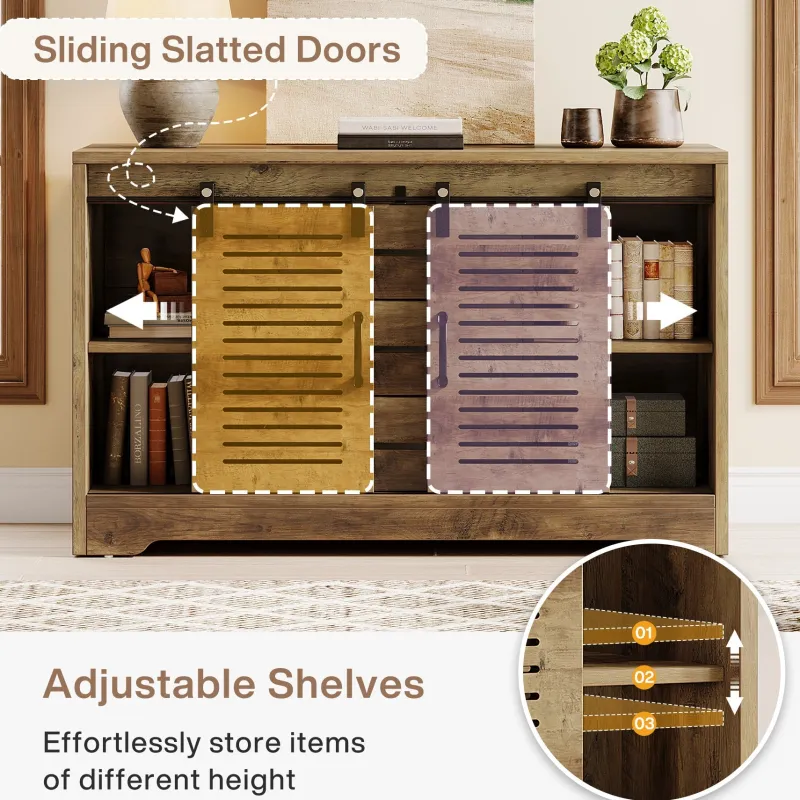 Tribesigns Tv Stands*47" TV Stand, Farmhouse Media Console With Storage Drawers
