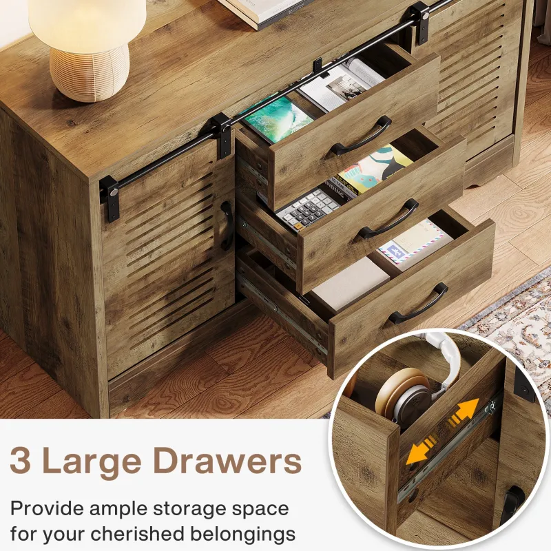 Tribesigns Tv Stands*47" TV Stand, Farmhouse Media Console With Storage Drawers