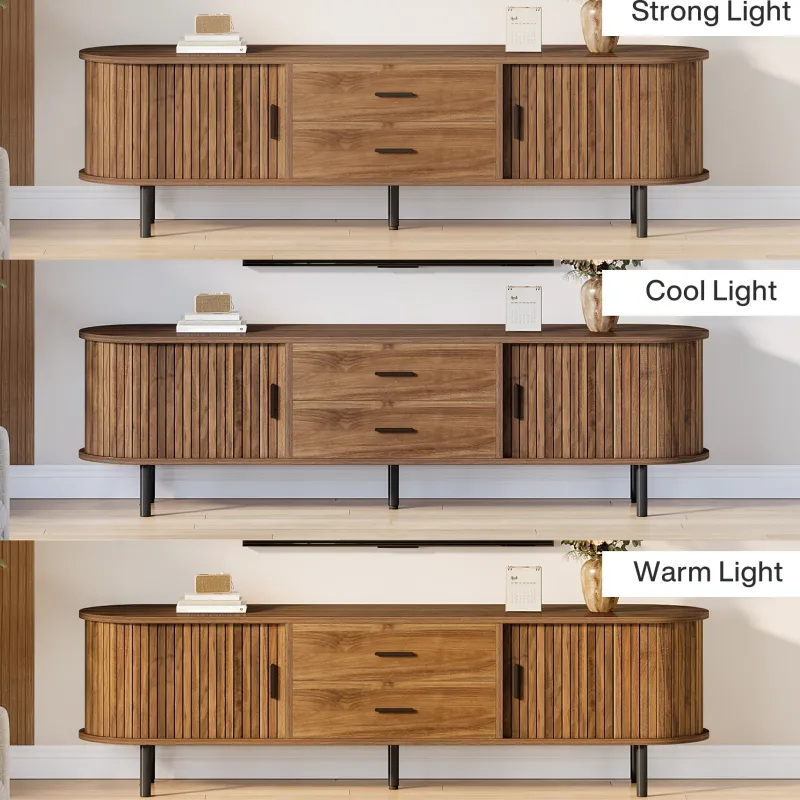 Tribesigns Tv Stands*70" TV Stand, Modern Media Console with Storage and Sliding Tambour Door