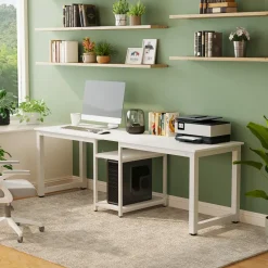 Tribesigns Desks*78.74" Two Person Desk, Double Computer Desk with Storage Shelves
