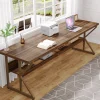 Tribesigns Desks*78.74" Two Person Desk, Large Computer Desk with Storage Shelf