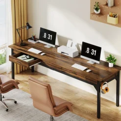 Tribesigns Desks*78.7" Two Person Desk, Long Computer Desk with 2 Drawers