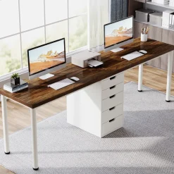 Tribesigns Desks*78.7" Two Person Desk, Long Computer Desk with 5 Drawers