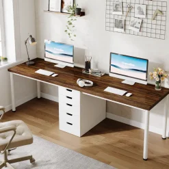 Tribesigns Desks*78.7" Two Person Desk, Long Computer Desk with 5 Drawers
