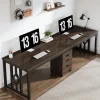 Tribesigns Desks*78.7" Two Person Desk, Long Computer Desk with File Cabinet