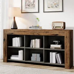 Tribesigns Bookcases & Bookshelves|Bookcases & Bookshelves*63" Wood Bookshelf, Horizontal Bookcase Storage Display Shelf