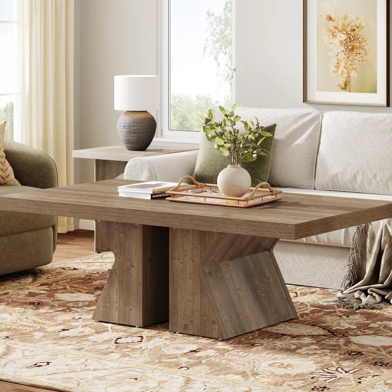 Tribesigns Coffee Tables*47" Wood Coffee Table, Rectangular Center Table Snack Table
