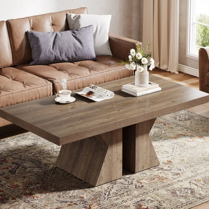 Tribesigns Coffee Tables*47" Wood Coffee Table, Rectangular Center Table Snack Table