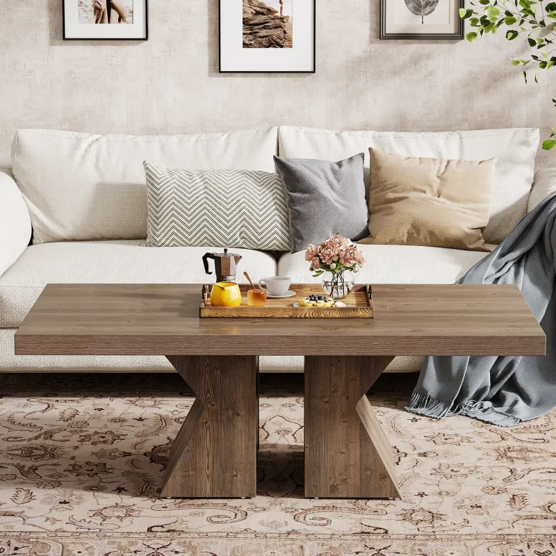Tribesigns Coffee Tables*47" Wood Coffee Table, Rectangular Center Table Snack Table
