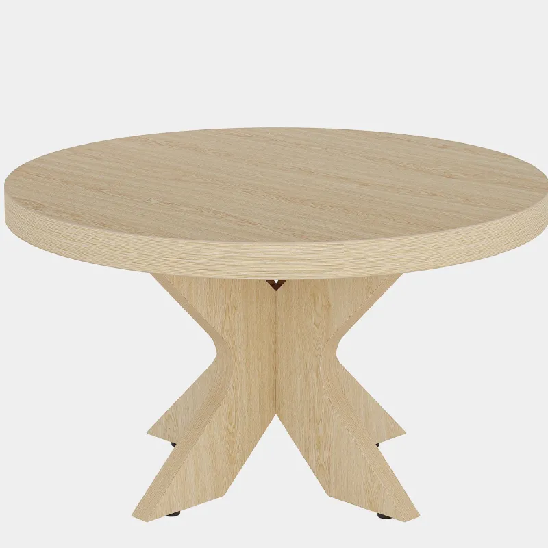 Tribesigns Coffee Tables*31.5" Wood Coffee Table, Round Center Table With Double X - Shaped Base