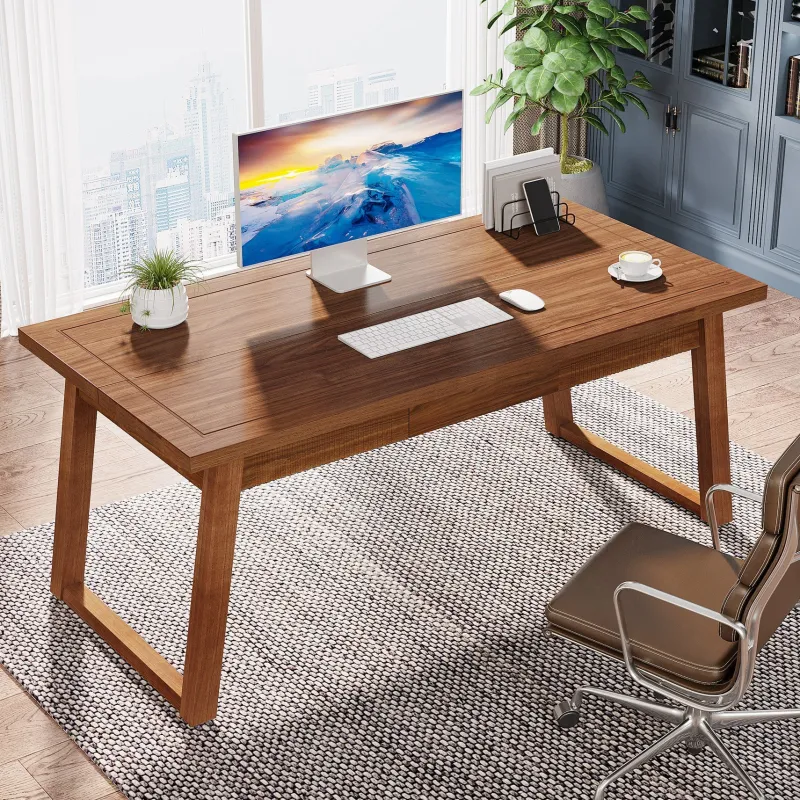 Tribesigns Desks*55" Wood Computer Desk, Mid - Century Modern Study Writing Table with Drawer