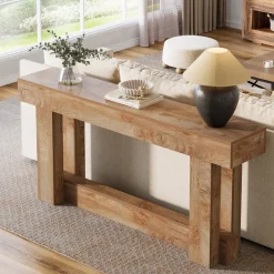 Tribesigns Console Tables|Console Tables*63" Wood Console Table, 2 - Tier Farmhouse Entryway Table