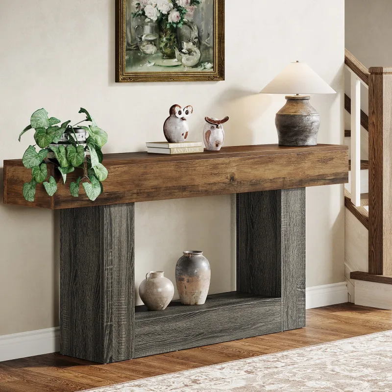Tribesigns Console Tables|Console Tables*63" Wood Console Table, Farmhouse 2 - Tier Sofa Table Entryway Table