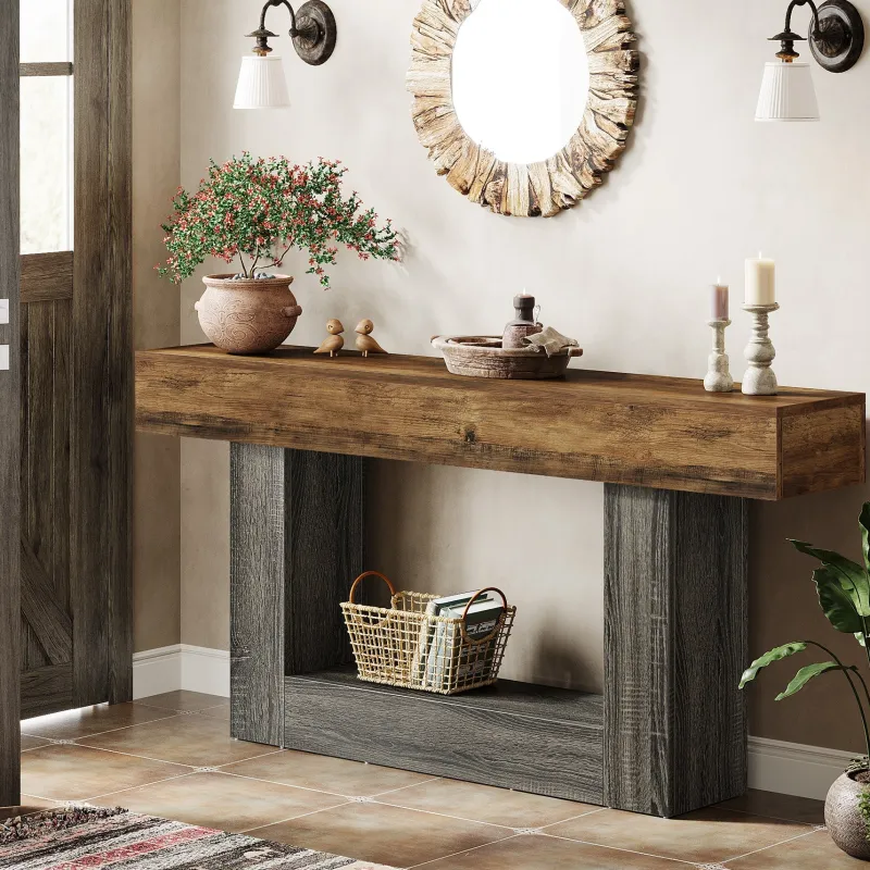 Tribesigns Console Tables|Console Tables*63" Wood Console Table, Farmhouse 2 - Tier Sofa Table Entryway Table