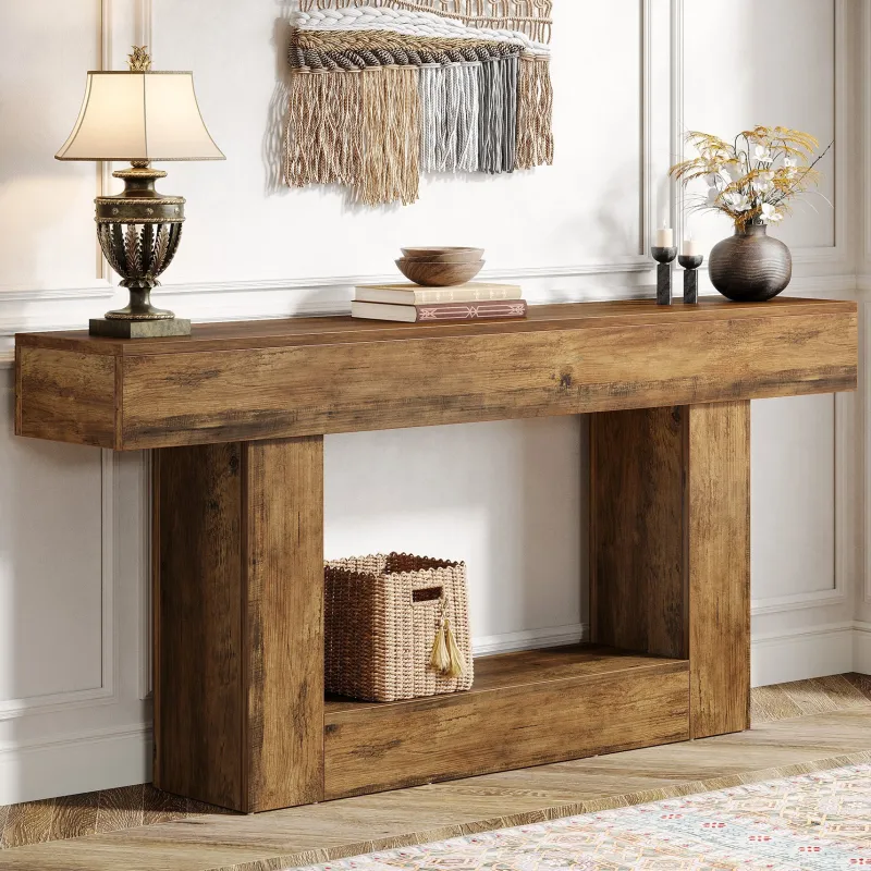 Tribesigns Console Tables|Console Tables*63" Wood Console Table, Farmhouse 2 - Tier Sofa Table Entryway Table
