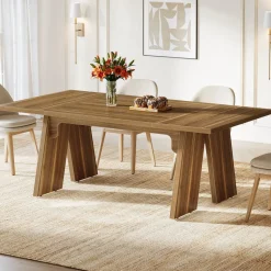 Tribesigns Dining Tables*71" Wood Dining Table, Farmhouse Kitchen Table for 6 People