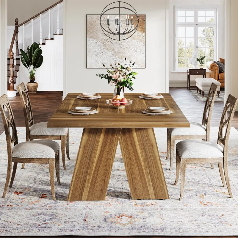 Tribesigns Dining Tables*71" Wood Dining Table, Farmhouse Kitchen Table for 6 People
