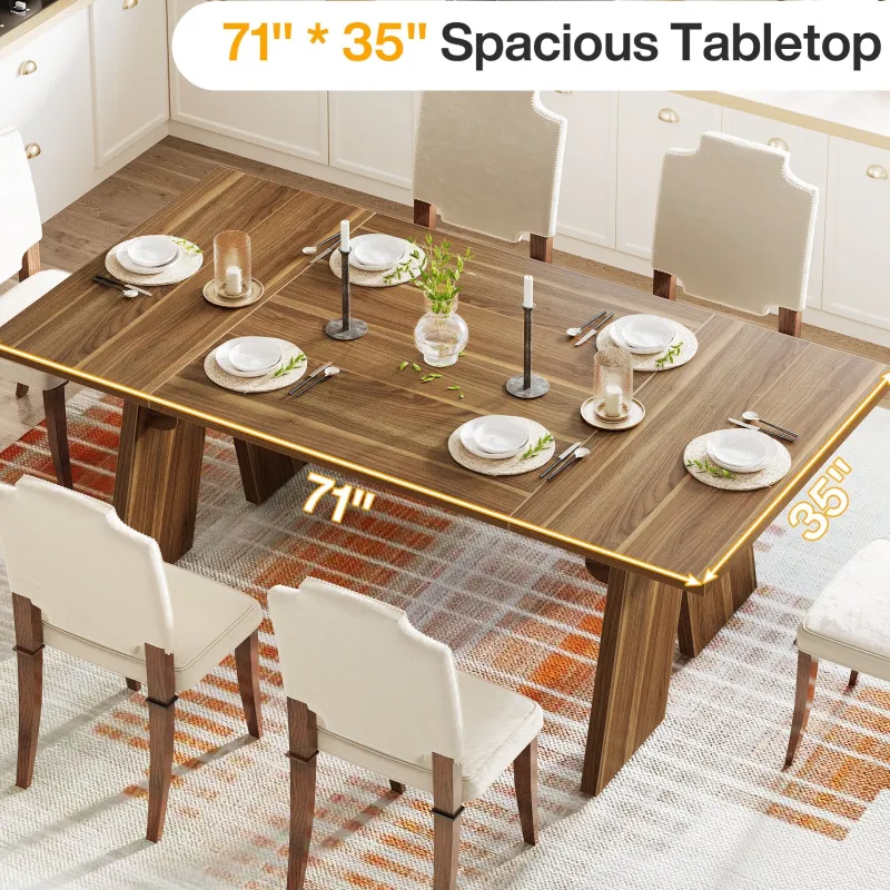 Tribesigns Dining Tables*71" Wood Dining Table, Farmhouse Kitchen Table for 6 People