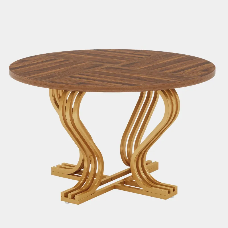 Tribesigns Dining Tables*47" Wood Dining Table, Farmhouse Kitchen Table Circle Coffee Table