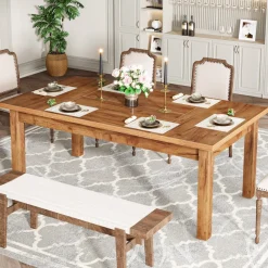 Tribesigns Dining Tables*70.9" Wood Dining Table for 6-8 People, Farmhouse Breakfast Table