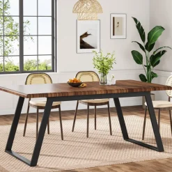 Tribesigns Dining Tables*63" Wood Dining Table for 6, Rectangular Kitchen Table with Metal Legs