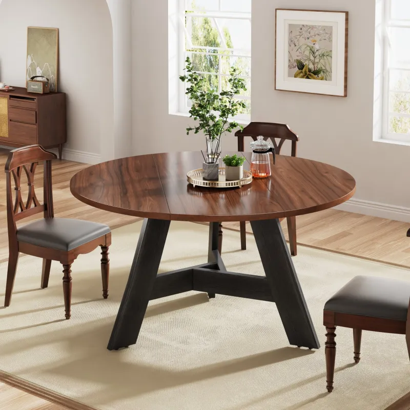 Tribesigns Dining Tables*47" Wood Dining Table, Round Kitchen Table For 4 People