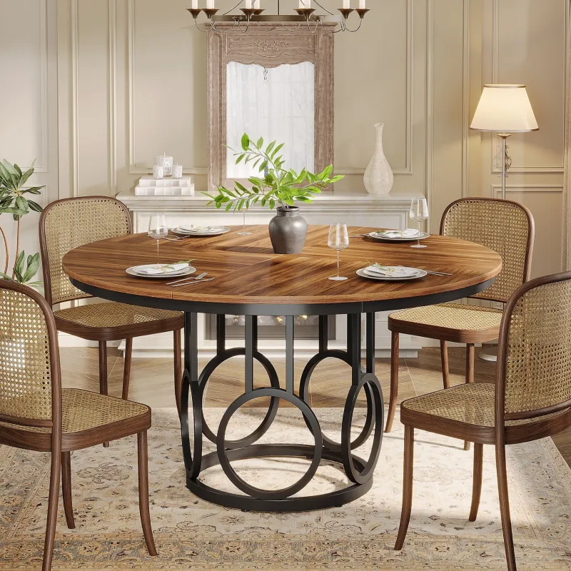 Tribesigns Dining Tables*47" Wood Dining Table, Round Kitchen Table for 4 - 6 People