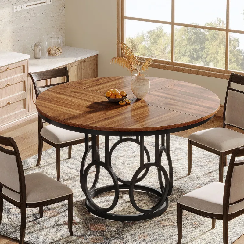 Tribesigns Dining Tables*47" Wood Dining Table, Round Kitchen Table for 4 - 6 People