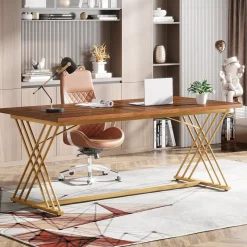 Tribesigns Desks*63" Wood Executive Desk Computer Desk with Metal Frame for Home Office