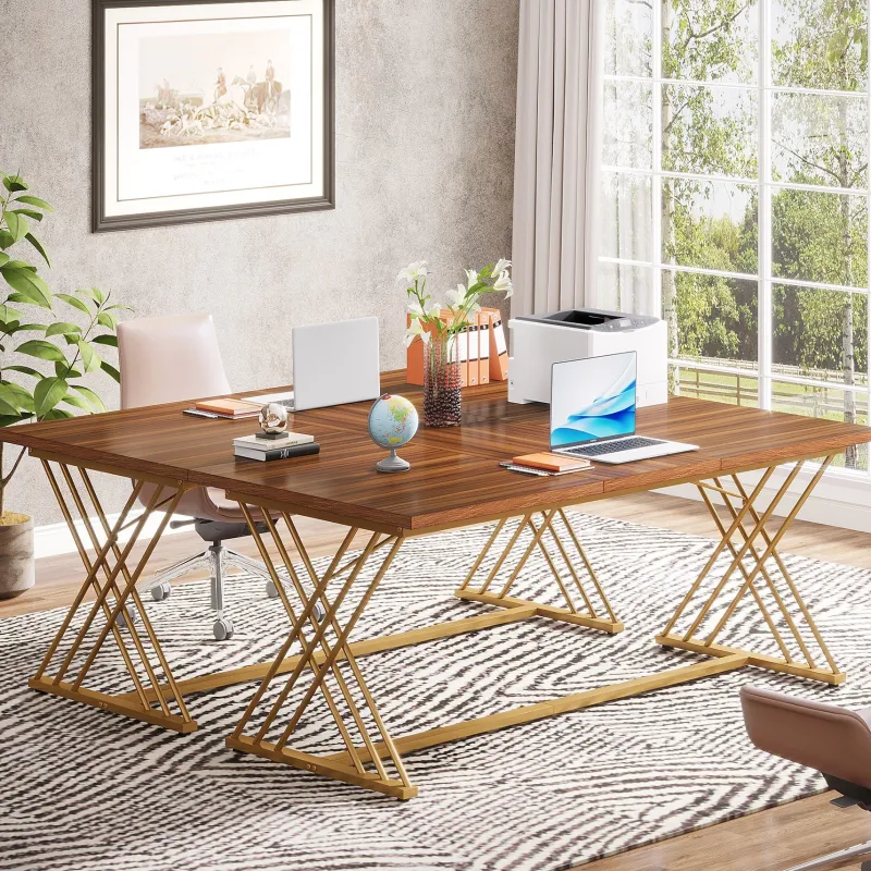Tribesigns Desks*63" Wood Executive Desk Computer Desk with Metal Frame for Home Office