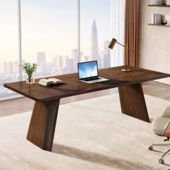 Tribesigns Desks*70.8" Wood Executive Desk, Large Home Office Computer Desk Workstation