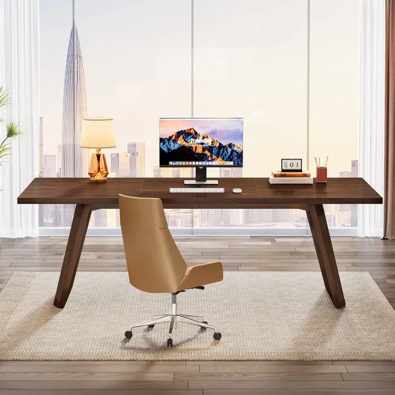 Tribesigns Desks*70.8" Wood Executive Desk, Large Home Office Computer Desk Workstation