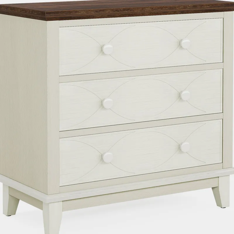 Tribesigns Nightstands*31.5" Wood Nightstand, 3 Drawers Farmhouse End Table Bedside Table
