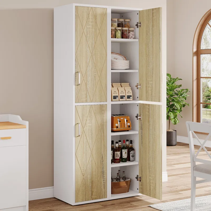 Tribesigns File Cabinets|File Cabinets*75" Wood Storage Cabinet, Free - Standing Cube Cabinet with 6 Shelves