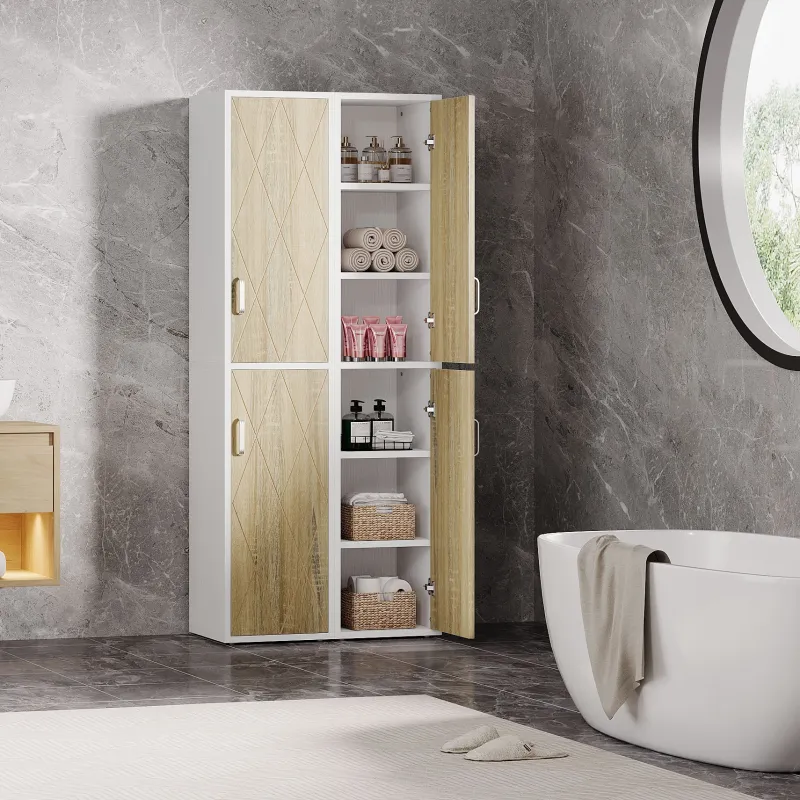 Tribesigns File Cabinets|File Cabinets*75" Wood Storage Cabinet, Free - Standing Cube Cabinet with 6 Shelves