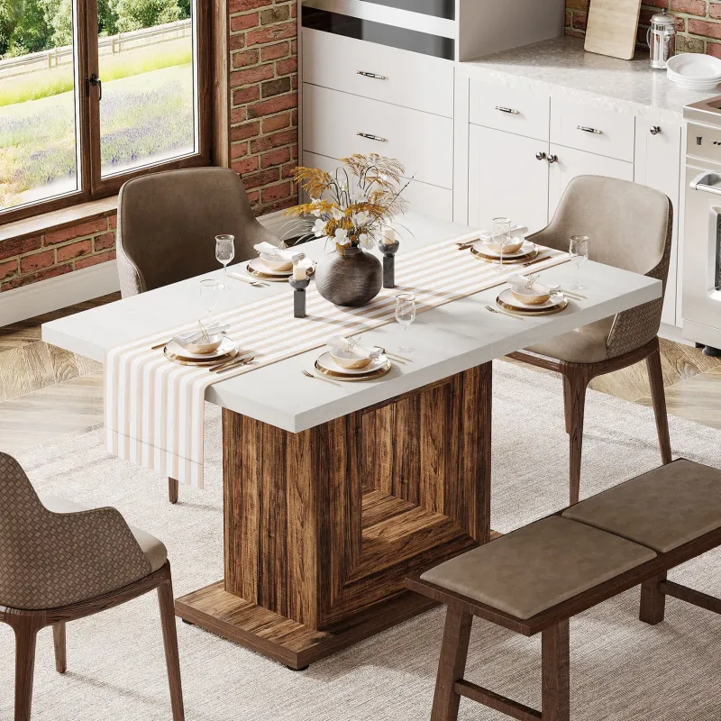 Tribesigns Dining Tables*47" Wooden Dining Table, Farmhouse Kitchen Dinner Table for 4