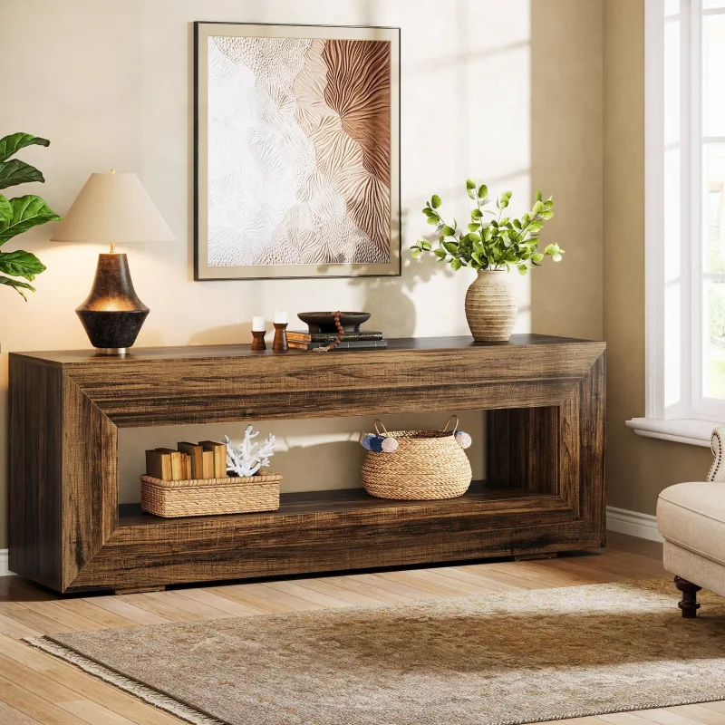 Tribesigns Tv Stands*63" Wooden Tv Stand, Farmhouse Entertainment Centers Console Table