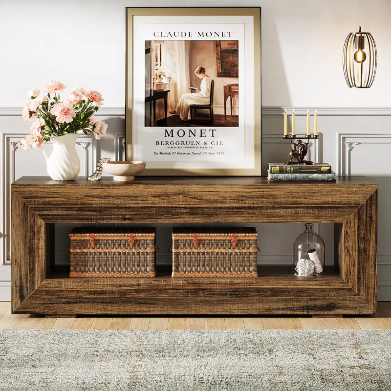 Tribesigns Tv Stands*63" Wooden Tv Stand, Farmhouse Entertainment Centers Console Table