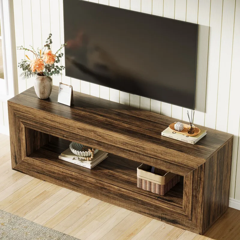 Tribesigns Tv Stands*63" Wooden Tv Stand, Farmhouse Entertainment Centers Console Table