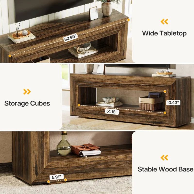 Tribesigns Tv Stands*63" Wooden Tv Stand, Farmhouse Entertainment Centers Console Table
