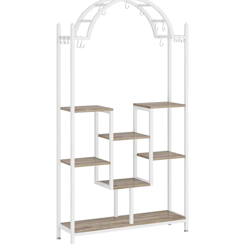 Tribesigns Plant Stands|Plant Stands*Arched Plant Stand, 74.8" Flower Stands with Hanging Hooks