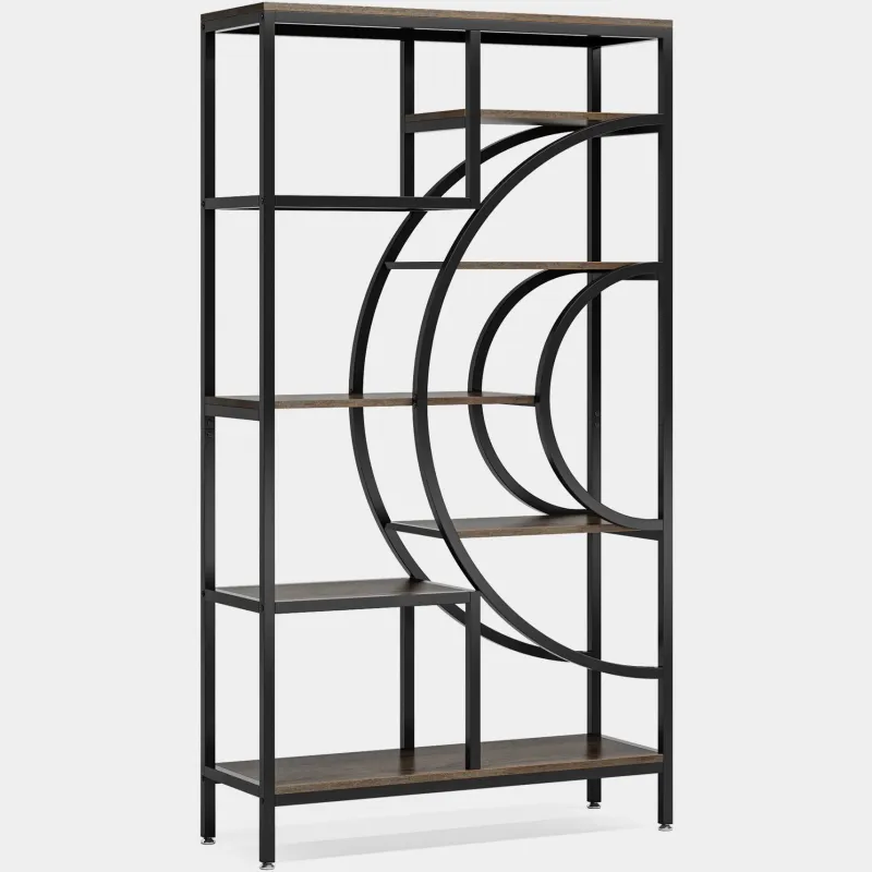 Tribesigns Bookcases & Bookshelves|Bookcases & Bookshelves*Bookshelf, 71" Geometric Bookcase, Industrial 8-Tiers Etagere Shelving Unit